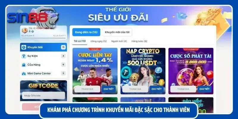 Săn ưu đãi khủng tại SIN88 nhận liền liền tay